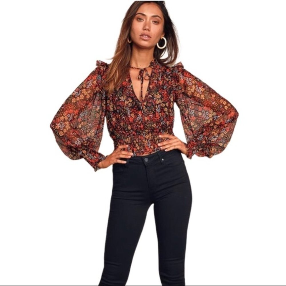 NWT FREE PEOPLE Twyla Floral Printed Top